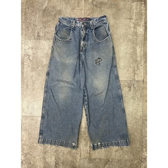 Vintage 90s Baggy Jean JNCO “Take” Jeans Size 28x28 Made In USA - Picture 2 of 12